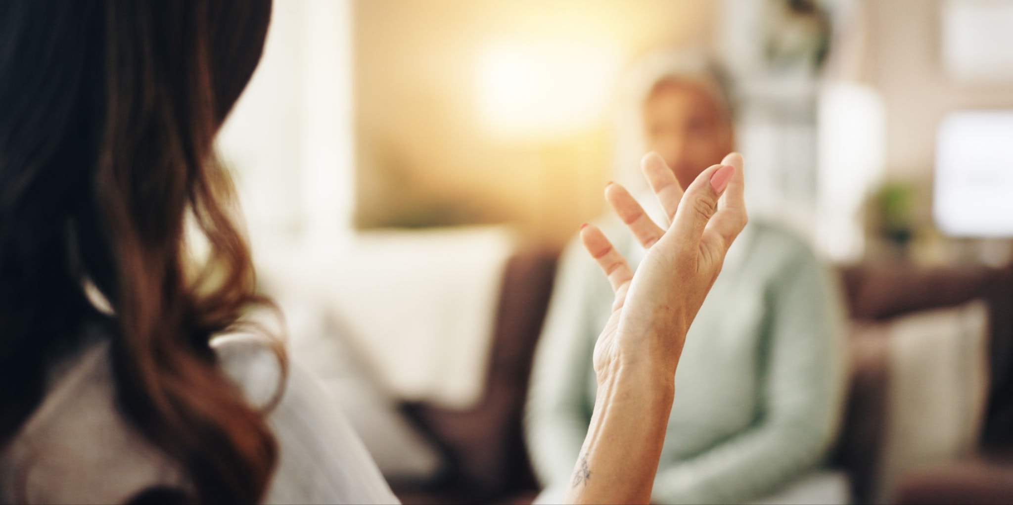 A warm, comfortable therapy session setting